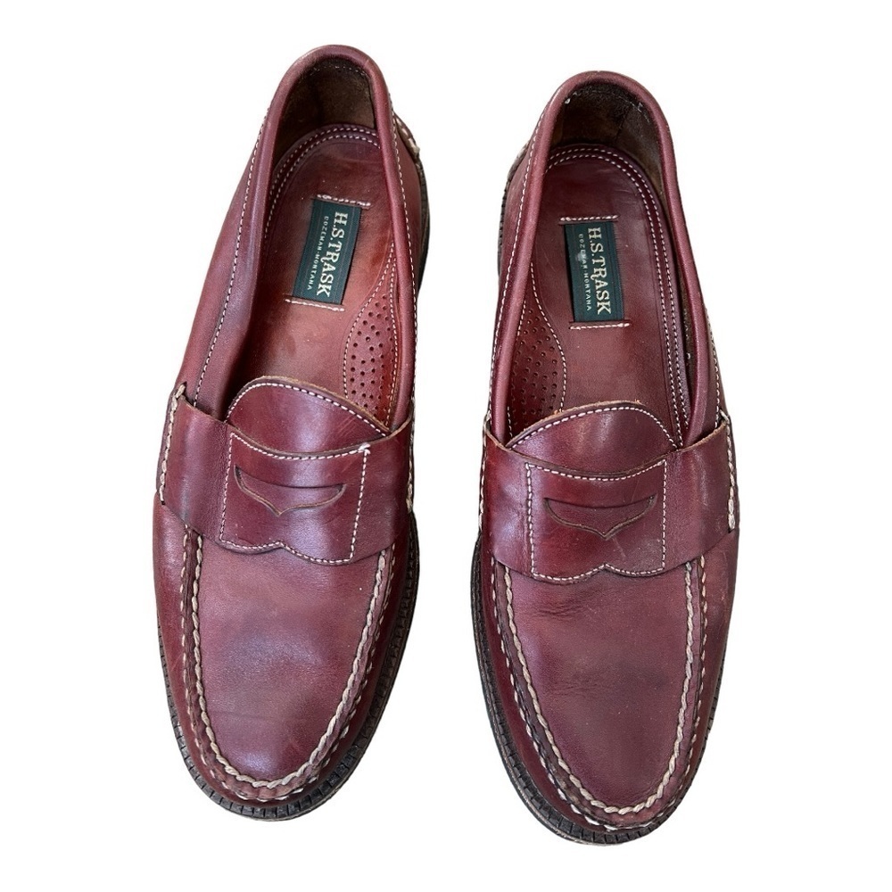 H.S. Trask Vintage brown leather‎ penny loafers Mens 11